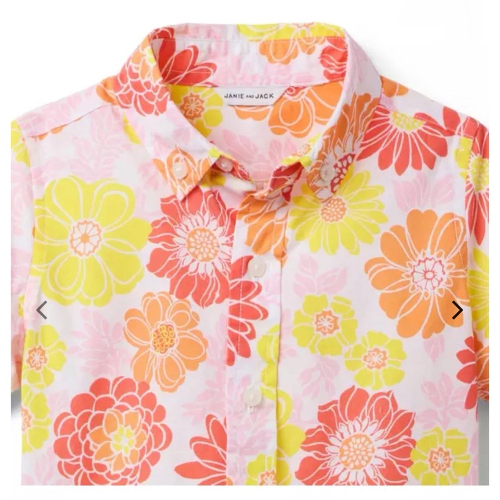 Brand New Janie & Jack Boys Button Down Floral Hawaiian Shirt, Size 6, NWT - Picture 2 of 3